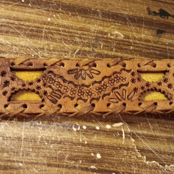 Vintage leather belt wooden buckle made in Mexico - Picture 5 of 5